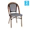 Flash Furniture Black/White PE Rattan Stacking Paris Chair, 2PK 2-SDA-AD642001-BKWH-NAT-GG - alternate 2